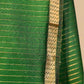 BOTTLE GREEN HANDWOVEN MAHESHWARI SAREE WITH VERTICAL ZARI STRIPE WEAVE