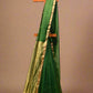 BOTTLE GREEN HANDWOVEN MAHESHWARI SAREE WITH VERTICAL ZARI STRIPE WEAVE
