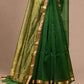 BOTTLE GREEN HANDWOVEN MAHESHWARI SAREE WITH VERTICAL ZARI STRIPE WEAVE
