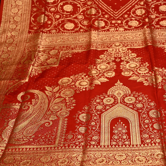 RED COLOUR BANARASI SATIN SAREE