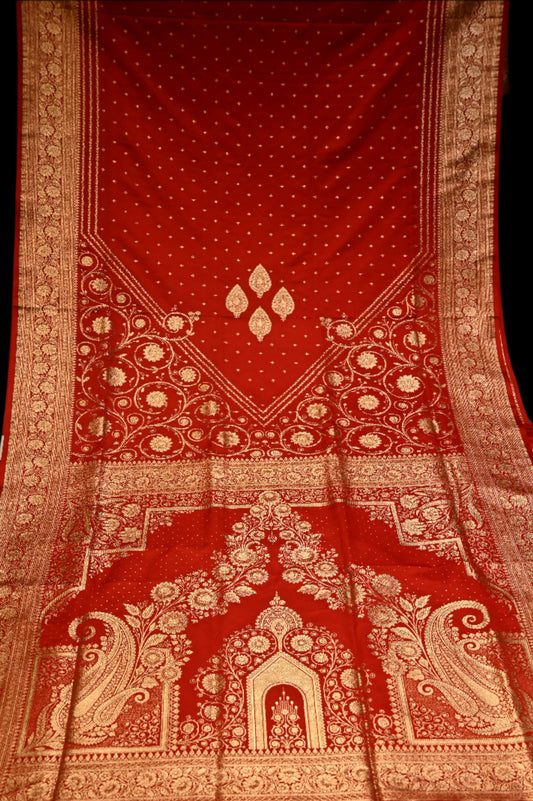 RED COLOUR BANARASI SATIN SAREE