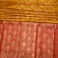 MUSTARD COLOUR BANARASI SATIN SAREE WITH CONTRAST RED BORDER PALLA & BLOUSE