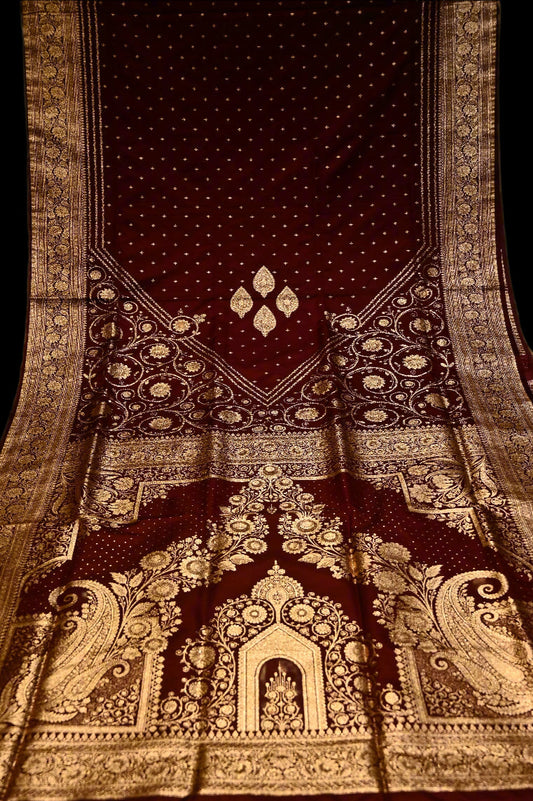 COKE COLOUR BANARASI SATIN SAREE