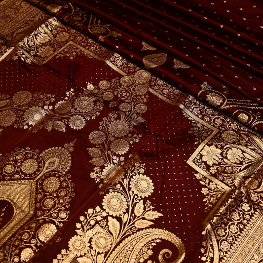 COKE COLOUR BANARASI SATIN SAREE