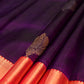 ROYAL PURPLE PURE KANJIVARAM SILK SAREE WITH GOLD & SILVER ZARI BOOTIES, CONTRAST BRIGHT RED PALLU & BLOUSE