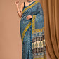BLUE COTTON MAHESHWARI BLOCK PRINT SAREE