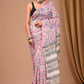 PINK SCREEN COTTON MAHESHWARI PRINTED SAREE
