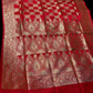 RED COLOUR BRIDAL BANARASI SATIN SAREE