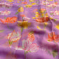 LILAC COLOUR FLORAL PRINTED CHIFFON SAREE WITH PLAIN CREPE BLOUSE