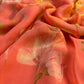 PEACH COLOUR FLORAL PRINTED CHIFFON SAREE WITH PLAIN CREPE BLOUSE