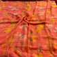 PEACH COLOUR FLORAL PRINTED CHIFFON SAREE WITH PLAIN CREPE BLOUSE