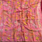 PINK COLOUR FLORAL PRINTED CHIFFON SAREE WITH PLAIN CREPE BLOUSE