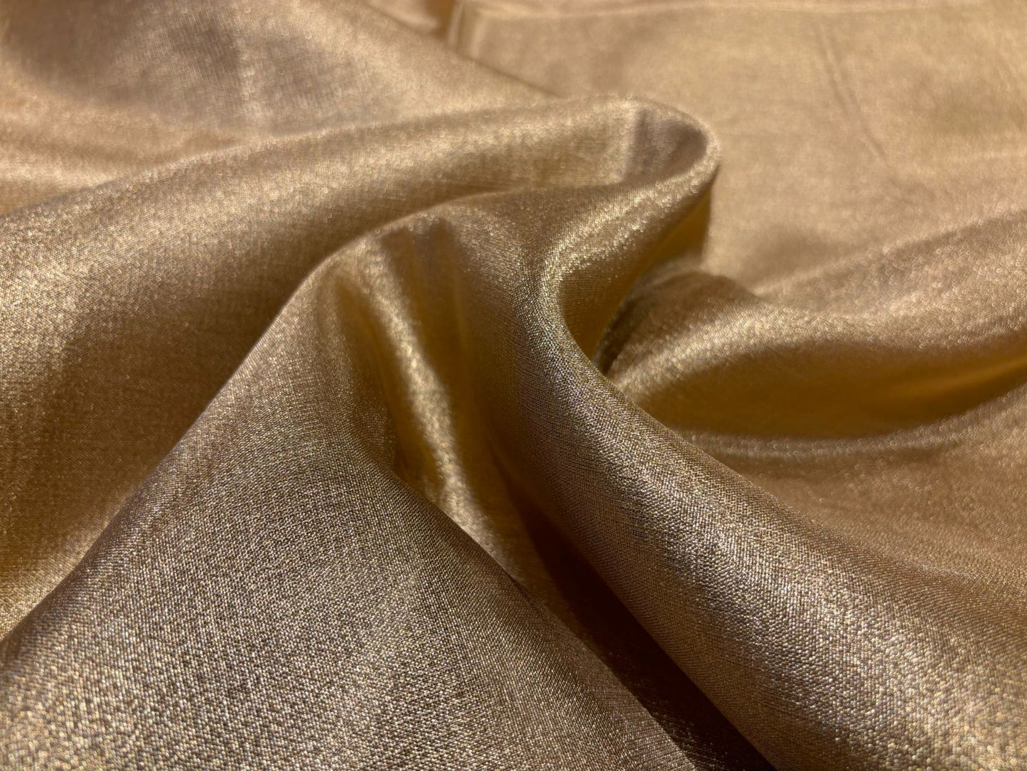 PLAIN GOLDEN TISSUE SAREE WITH TASSEL