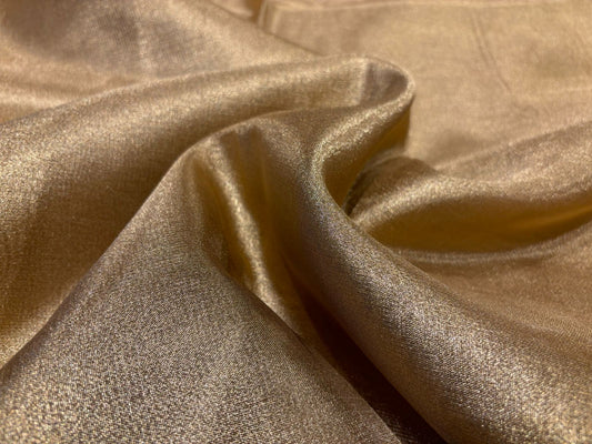 PLAIN GOLDEN TISSUE SAREE WITH TASSEL