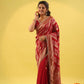 RED DOLA SILK BANDHANI SAREE WITH LACE BORDER