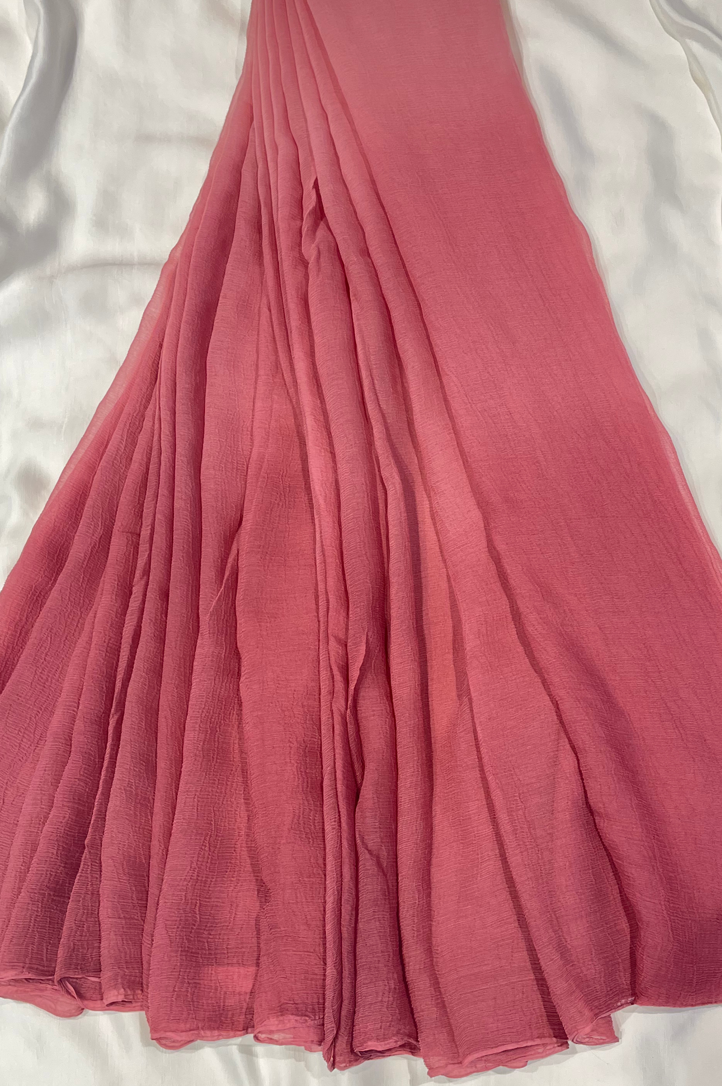 ONION PINK SHADED CHIFFON SAREE WITH MATCHING BLOUSE - FLOWY & GRACEFUL