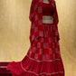 RED COLOUR GEORGETTE SKIRT WITH PLEATED CROP TOP BLOUSE & SHRUG