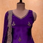 ( DELIVERY IN 25 DAYS ) PURPLE COLOUR CHINON PALAZO WITH HAND EMBROIDERED CREPE SILK KURTA FOR WOMEN EMBELLISHED WITH CUTDANA, SEQUINS & ZARDOZI WORK