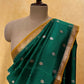 WEDDING SPECIAL : PURE BANARASI SILK SAREE WITH CONTRAST BORDER EMBELLISHED WITH ZARI WEAVES