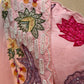 PINK COLOUR CREPE SILK SKIRT WITH EMBROIDERED CROP TOP BLOUSE & SHRUG EMBELLISHED WITH CUTDANA, SEQUINS & APPLIQUE WORK