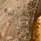 PEACH COLOUR NET HAND EMBROIDERED SAREE EMBELLISHED WITH SEQUINS & CUTANA WORK