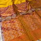 YELLOW COLOURE PURE KANJIVARAM SILK SAREE WITH ZARI BORDER & CONTRAST PALLA