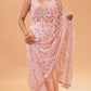 BLUSH PINK FLORAL EMBROIDERED NET SAREE
