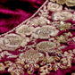 WINE COLOUR VELVET ZARDOZI HAND EMBROIDERED UNSTITCHED SUIT & KORA SILK DUPATTA & CREPE SILK BOTTOM