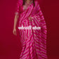 PINK COLOUR LEHERIYA READYMADE BLOUSE SAREE EMBELLISHED EITH GOTA PATTI & MIRROR WORK