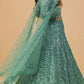 TEAL GREEN SEQUIN EMBROIDERED READY-TO-WEAR LEHENGA WITH CROP TOP & DUPATTA