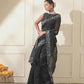 BLACK COLOUR CHANDERI  SAREE WITH BARAAT BORDER EMBROIDERED IN SILVER ZARI