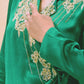EMERALD GREEN SATIN DRESS WITH ZARDOZI EMBROIDERY