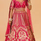 BRIDAL PINK HAND-EMBROIDERED LEHENGA SET WITH DOUBLE DUPATTA & MATCHING POTLI BAG