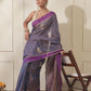 PURPLE COLOR CHANDERI TISSUE SAREE EMBELLISHED WITH ZARDOZI EMBROIDERED PEACOCK MOTIFS