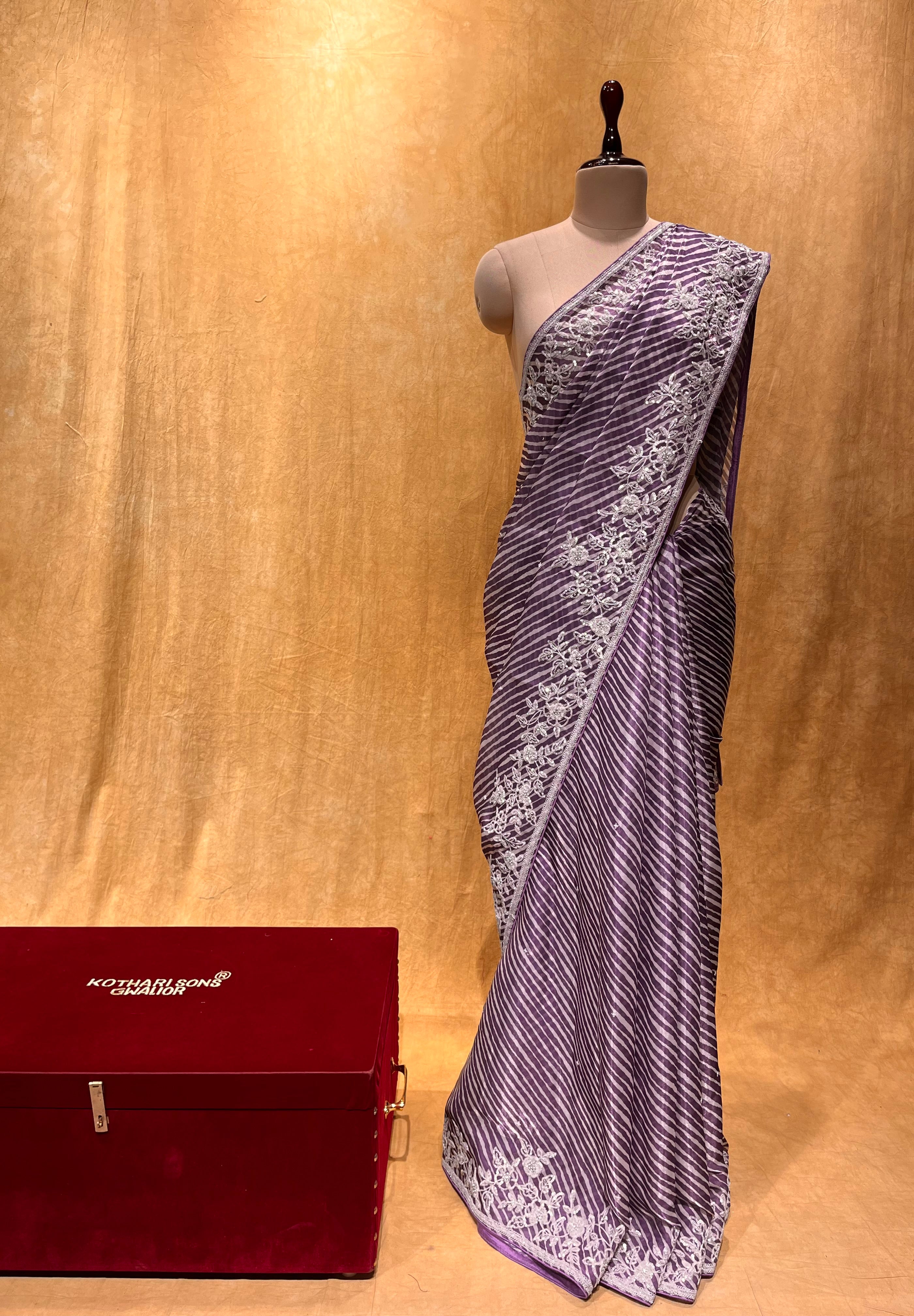 Purple - Lehariya - Sarees: Buy Latest Indian Sarees Collection Online |  Utsav Fashion