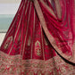 ( DELIVERY IN 40 DAYS ) BURGUNDY COLOUR BRIDAL SILK LEHENGA EMBELLISHED WITH CUT DANA & ZARDOZI EMBROIDERY