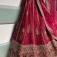 ( DELIVERY IN 40 DAYS ) BURGUNDY COLOUR BRIDAL SILK LEHENGA EMBELLISHED WITH CUT DANA & ZARDOZI EMBROIDERY