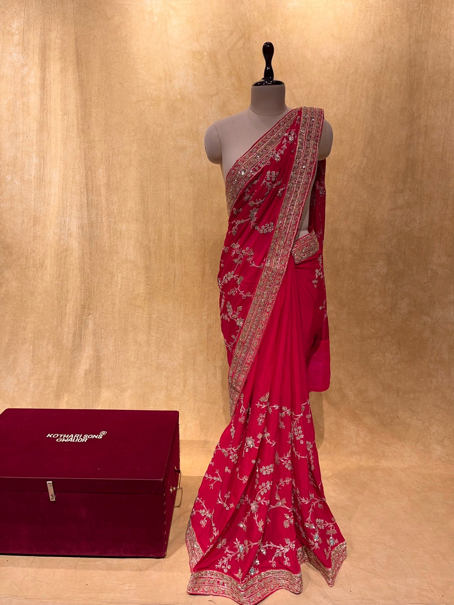 Pure Georgette Leheriya Bandhej Saree- Daabu Jaipur