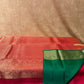 RED COLOUR PURE KANJIVARAM SILK SAREE WITH ZARI WEAVE & CONTRAST BLOUSE