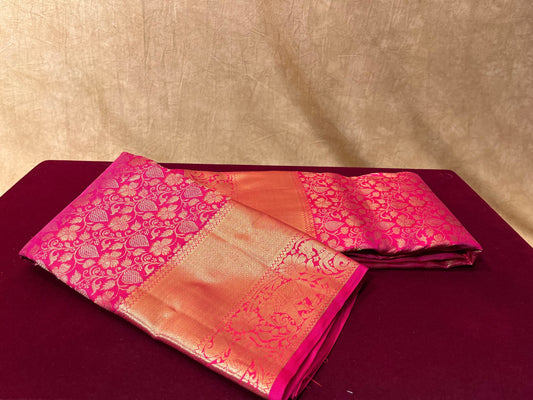 RANI COLOUR KANJIVARAM SILK SAREE HIGHLIGHT WITH ZARI WEAVE