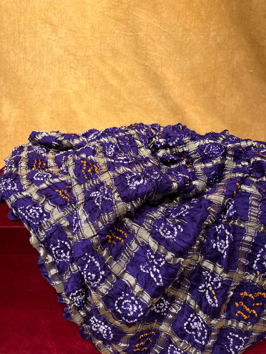 INDIGO COLOUR BANDHANI BANDHEJ GHARCHOLA SAREE