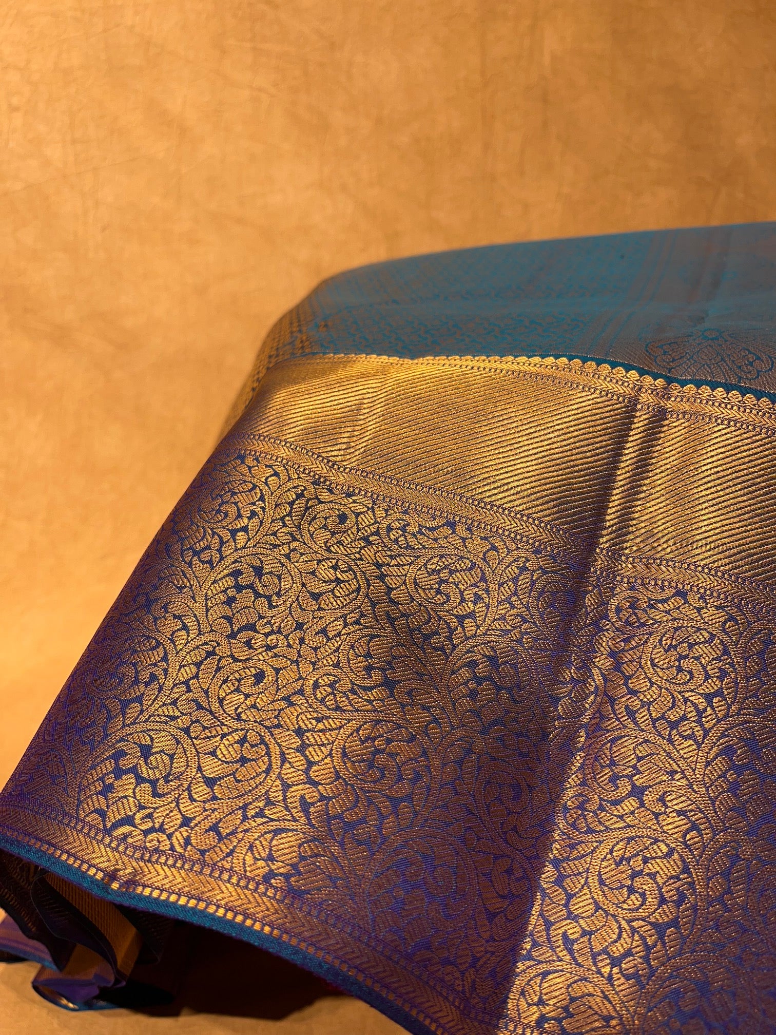 Boston Blue Zari Woven Kanjivaram Saree – MySilkLove