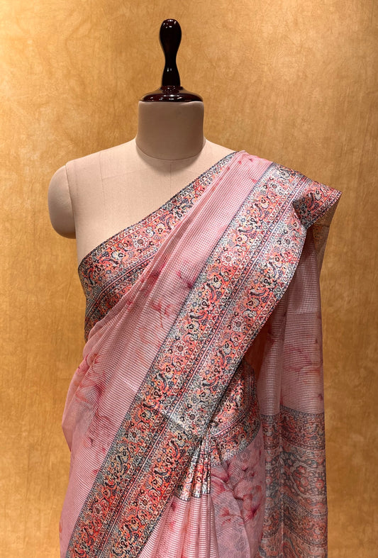 PINK COLOUR PRINTED KOTA DORIA SAREE