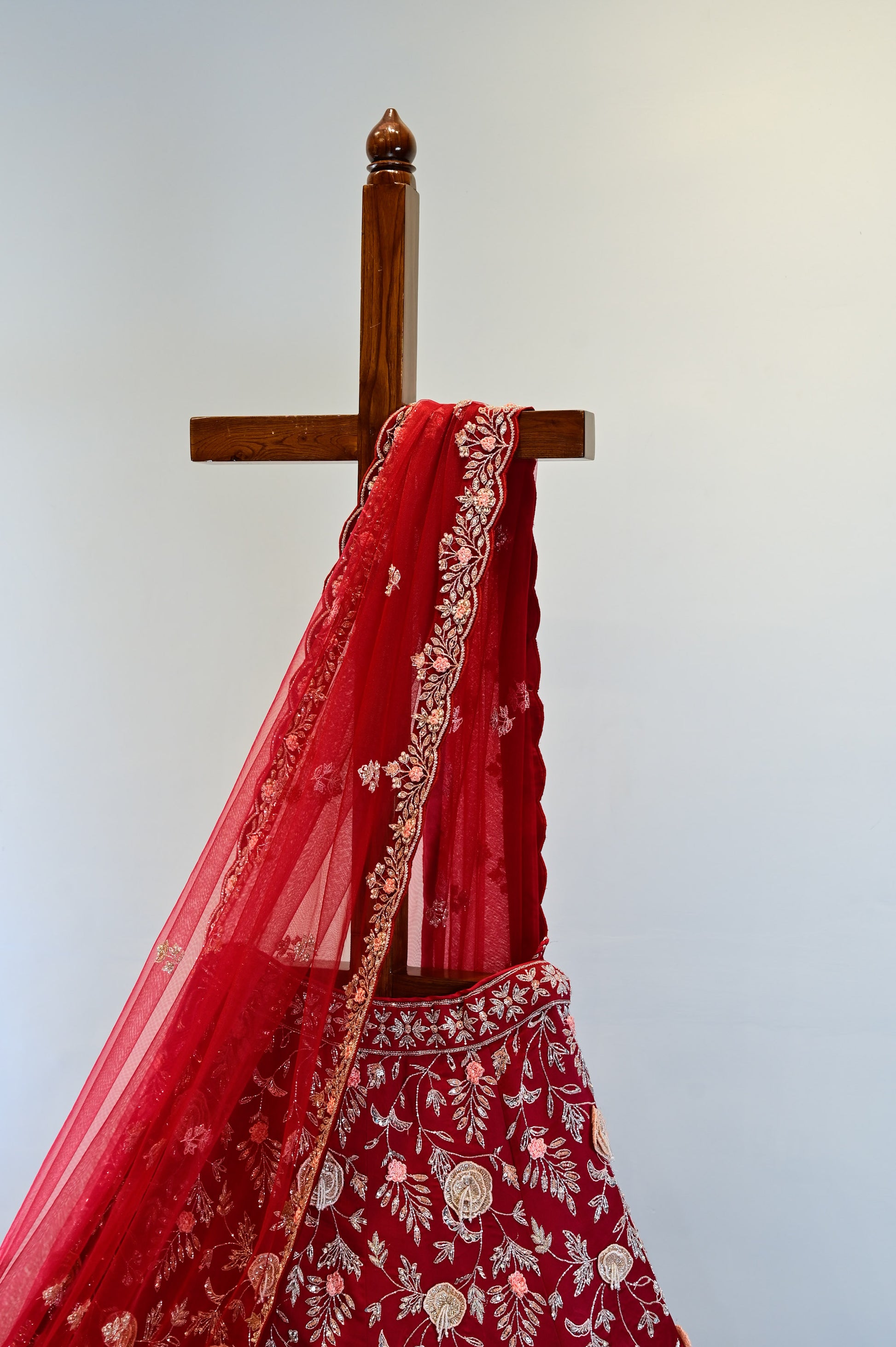 MAROON PURE SATIN SILK LEHENGA WITH ROYAL HAND EMBROIDERED CUT DANA WORK - Kothari Sons