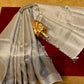 SILVER TISSUE SAREE WITH WEAVED BORDER - Kothari Sons