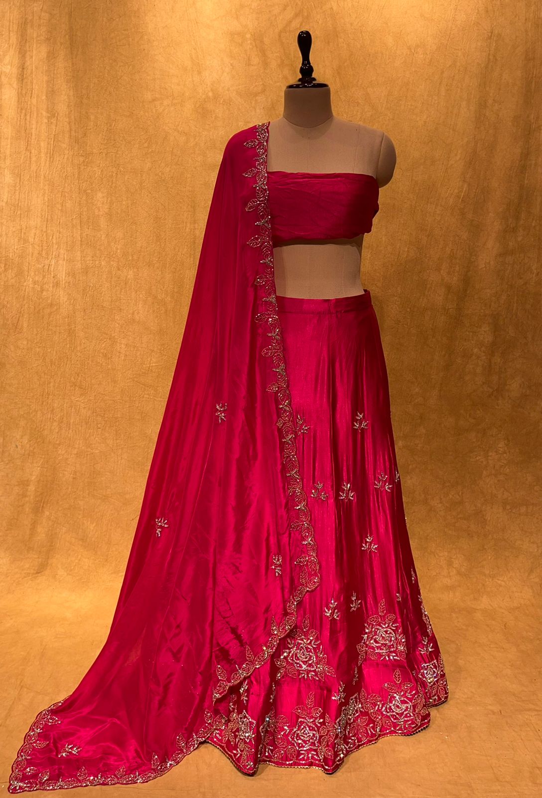 (DELIVERY IN 20-25 DAYS) TISSUE SILK LEHENGA HIGHLIGHTS WITH CUTDANA AND STONE WORK